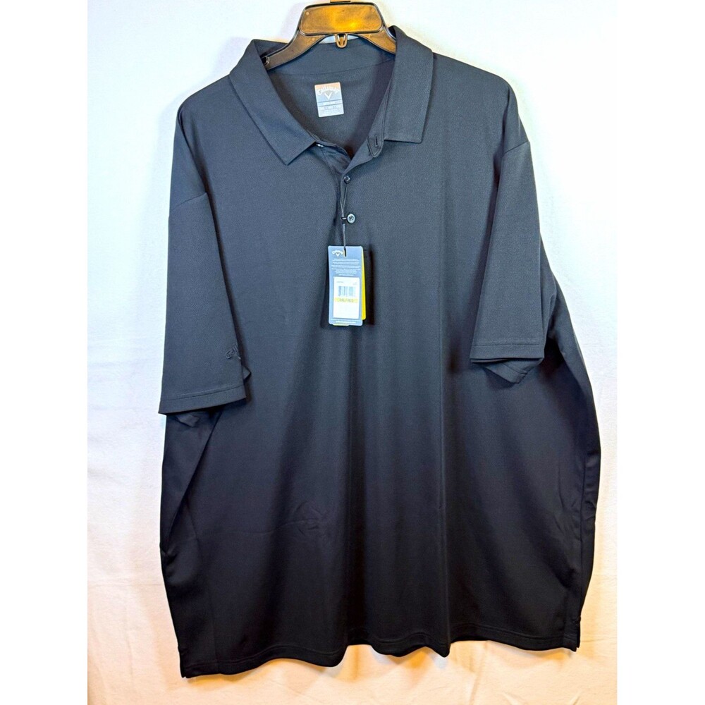 Callaway Opti-Dri Golf Polo Shirt Mens 4XL Big & Tall Black Solid UPF 50